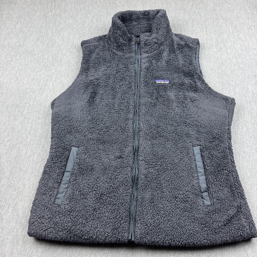 Patagonia Vest Women XL Gray Los Gatos Deep Pile Fleece Full Zip Pocket 25216